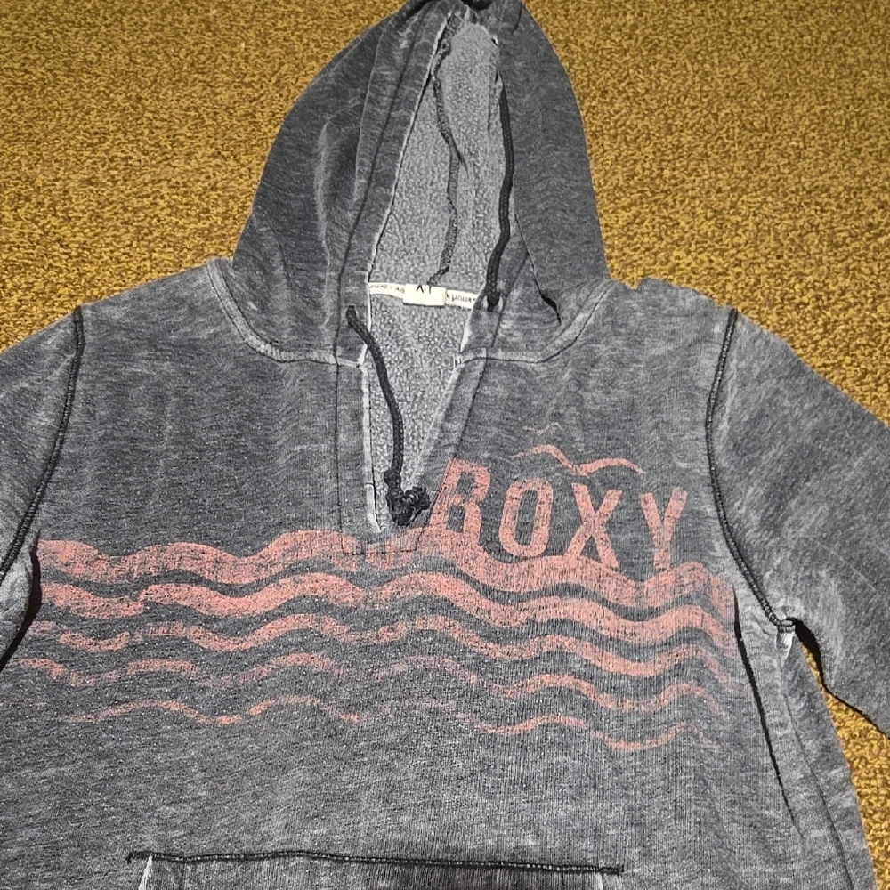 Roxy Charcoal and Coral Hoodie